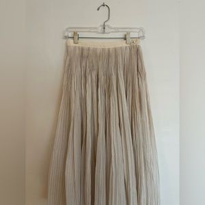Billy Reid- pleated cream and metallic stripe skirt
